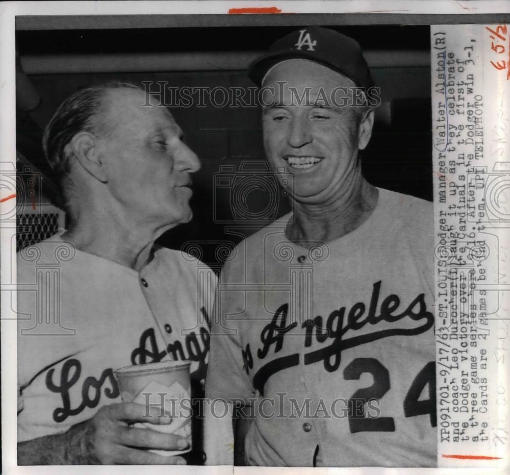 1963 Press Photo LA Dodger&#39;s manager Walter Alston &amp; Leo Durocher - nea15877 - Historic Images