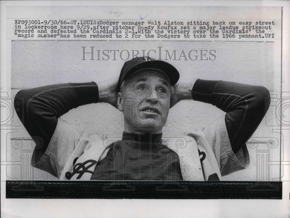 1966 Press Photo Water Alston, manager of LA Dodgers - nea15907 - Historic Images