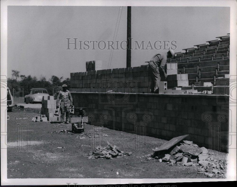 1953 Press Photo Brooklyn Stadium construction work - nea09450 - Historic Images