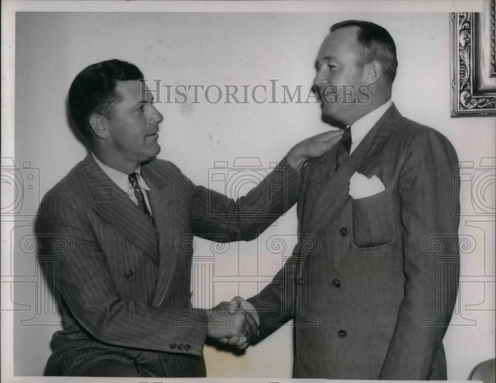 1938 Press Photo Charles Grimm, VP, Manager of the Cubs, Charles Hartnett - Historic Images