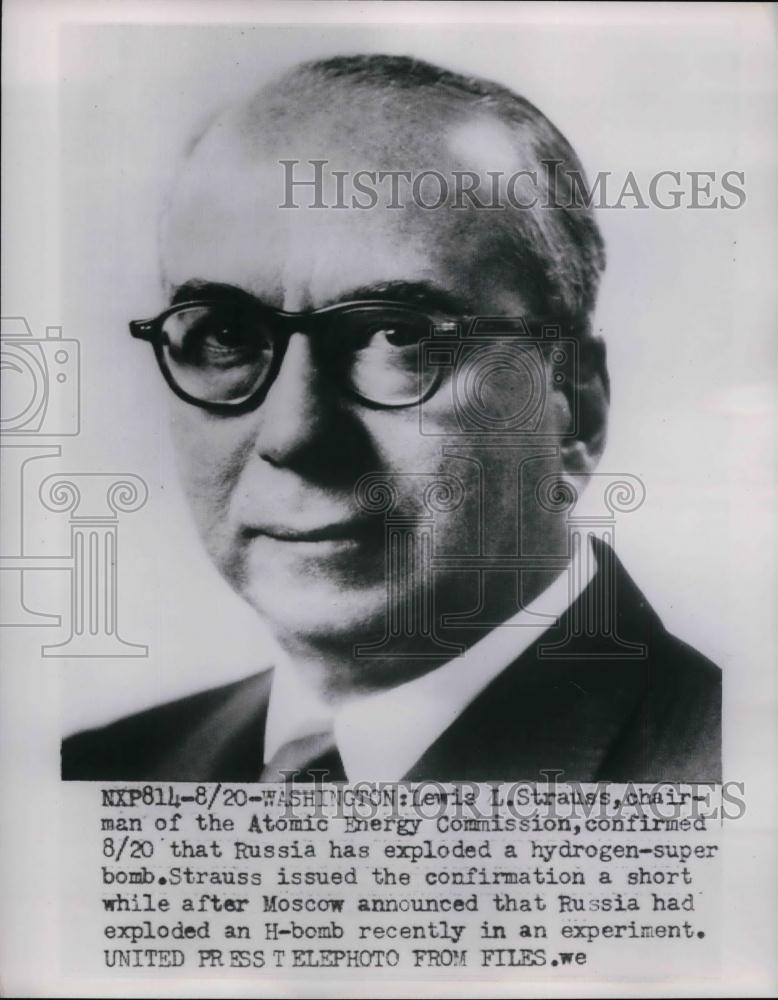 1953 Press Photo Lewis Strauss Chairman Of Atomic Energy Commission - nea11301 - Historic Images