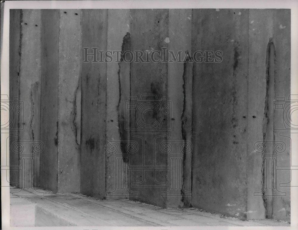1953 Press Photo Patched concrete at Brooklyn football stadium - nea09449 - Historic Images