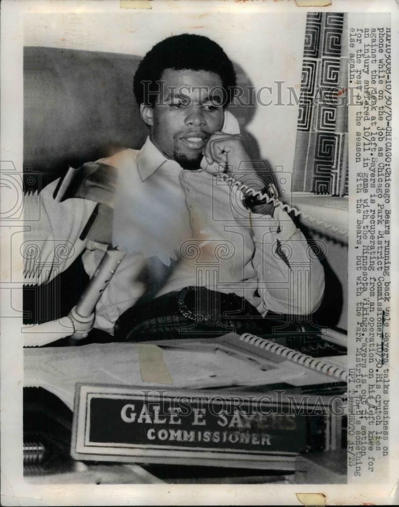 1970 Press Photo Gale Savers, Chicago Bears running Back as Park Commissioner. - Historic Images