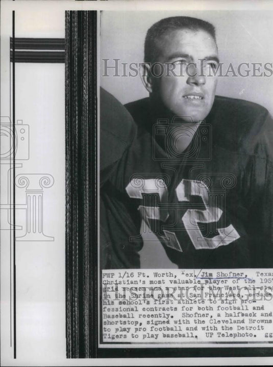 1958 Press Photo Jim Shofner Football Player Cleveland Browns - nea18228 - Historic Images