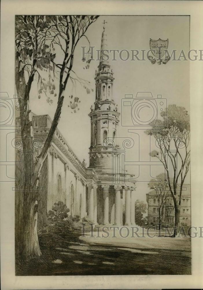 1926 Press Photo Harvard&#39;s War Memorial Church in a drawing - nea17320 - Historic Images