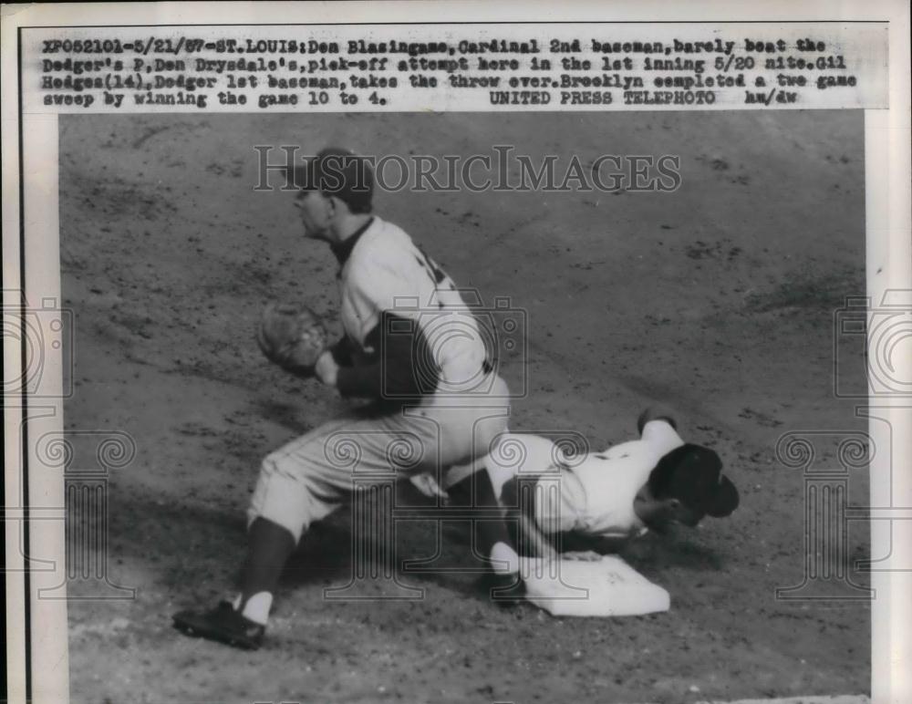 1957 Press Photo Don Blassingame Cardinals 2nd Baseman - Historic Images