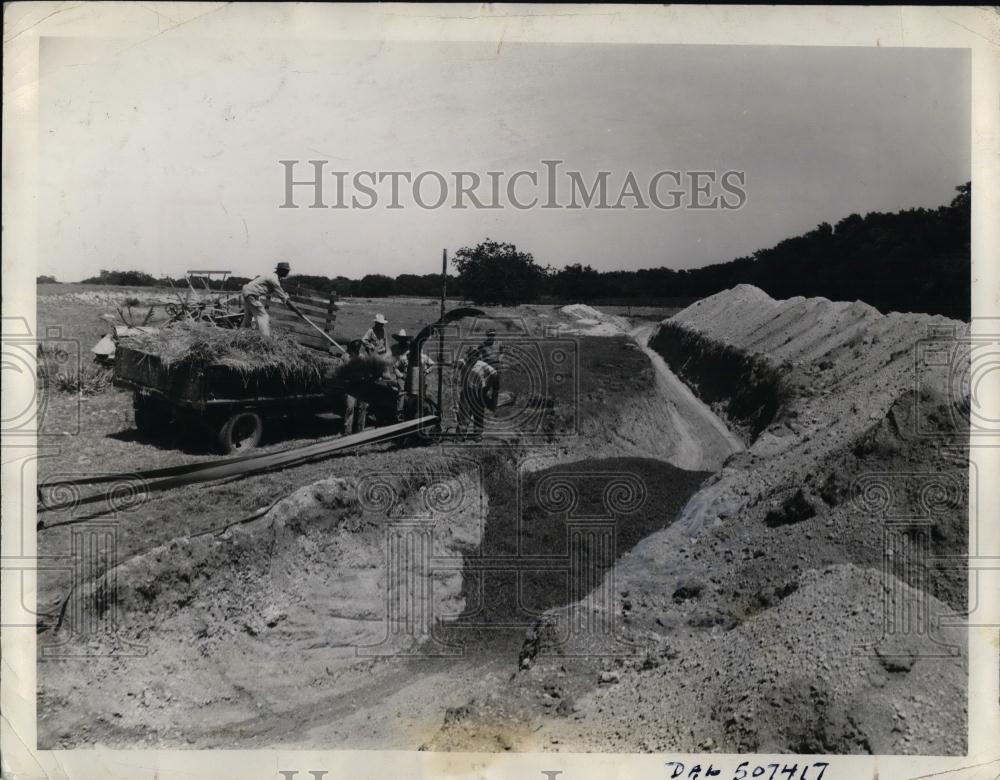 1939 Press Photo trench silo for silage on Lyle Doyle's farm in Fort Worth, TX - Historic Images