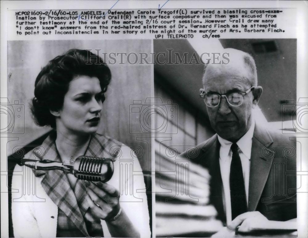 1960 Press Photo Defendant Carole Tregoff, Prosecutor Clifford Crail - nea27035 - Historic Images