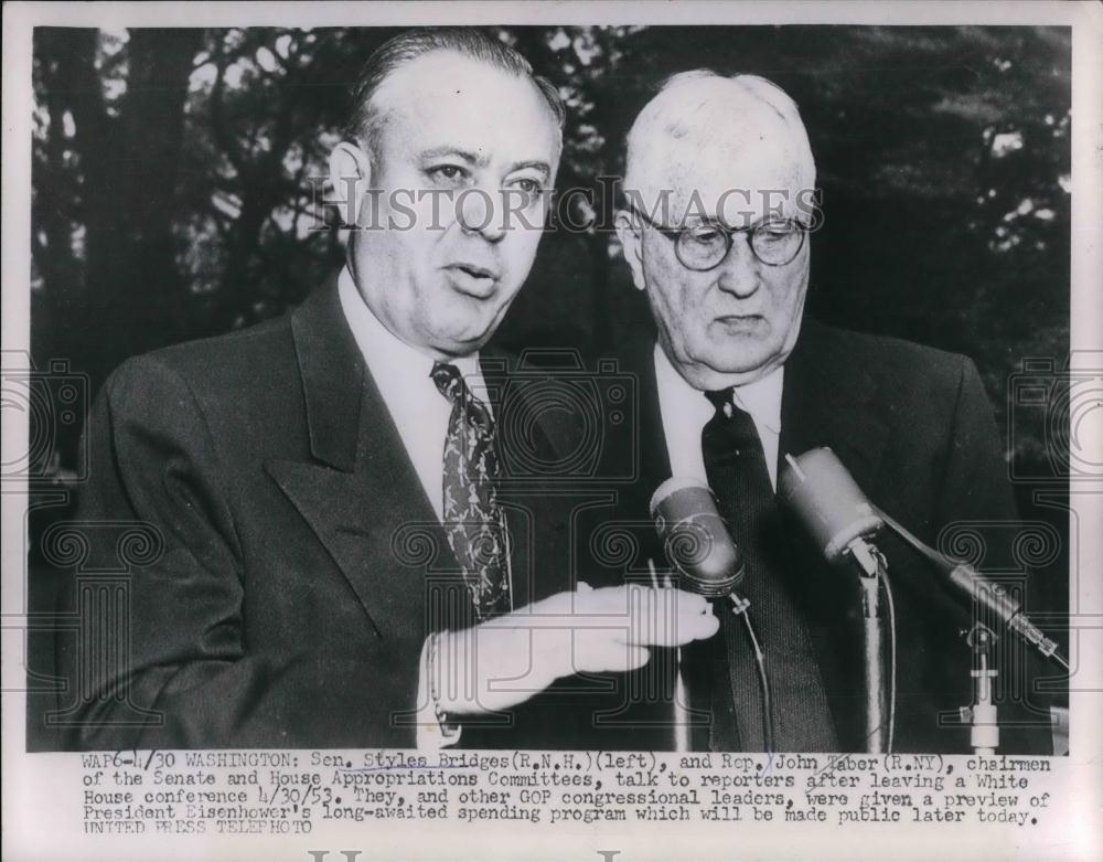 1953 Press Photo Senator Styles Bridges Chairman of Senate Appropriations Commit - Historic Images