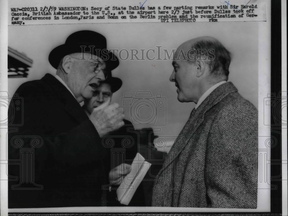 1959 Press Photo Secretary of State John F Dullas &amp; British Ambassador Caccia - Historic Images