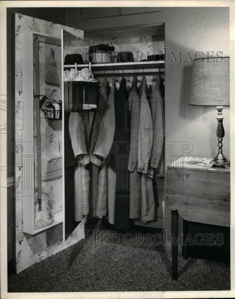 1959 Press Photo Lumber Frame with Plywood Door Guest Closet - nea23644 - Historic Images