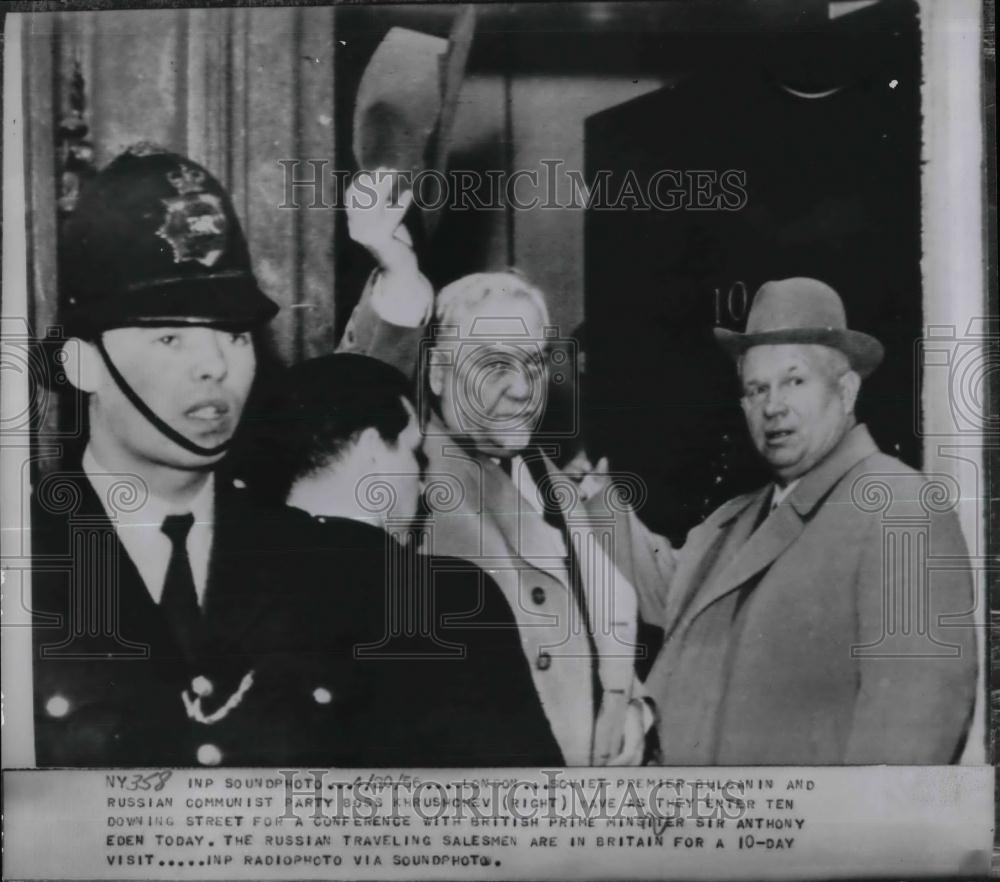 1956 Press Photo Soviet Premier Bulganin, Russian Boss Khrushchev - nea28388 - Historic Images