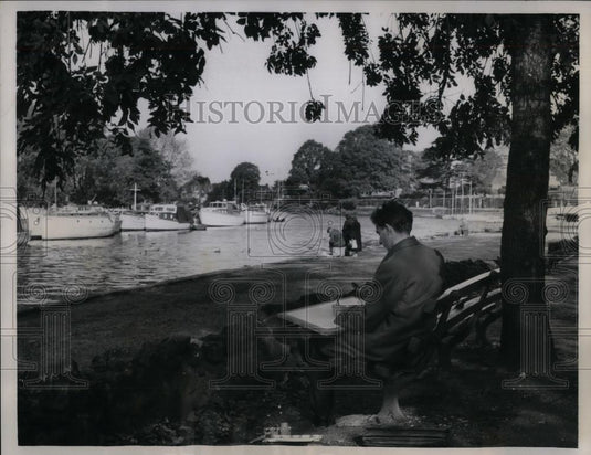 1959 Press Photo Boats moored at Kingston On Thames in England - nea26945 - Historic Images