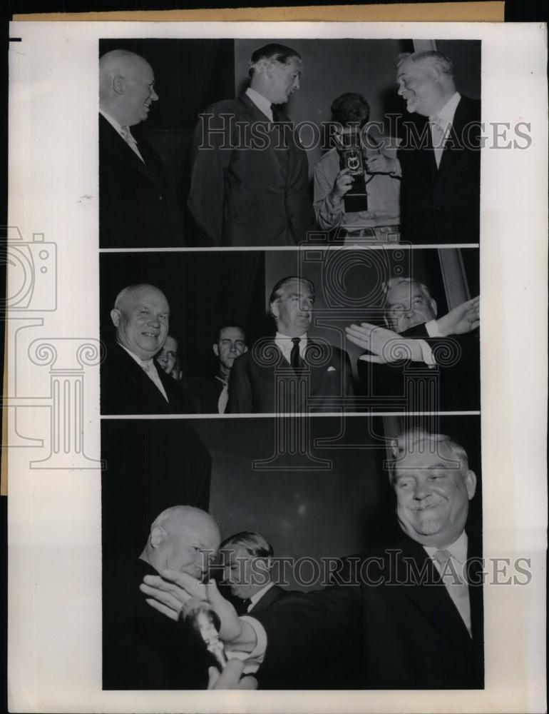 1955 Press Photo Nikita Khrushchev, Nikolai Bulganin, Sir Anthony Eden - Historic Images