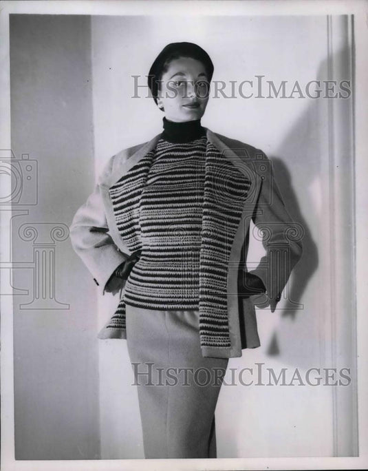 1954 Press Photo Model Modeling Turtleneck By Madeline De Rauch - nea21692 - Historic Images