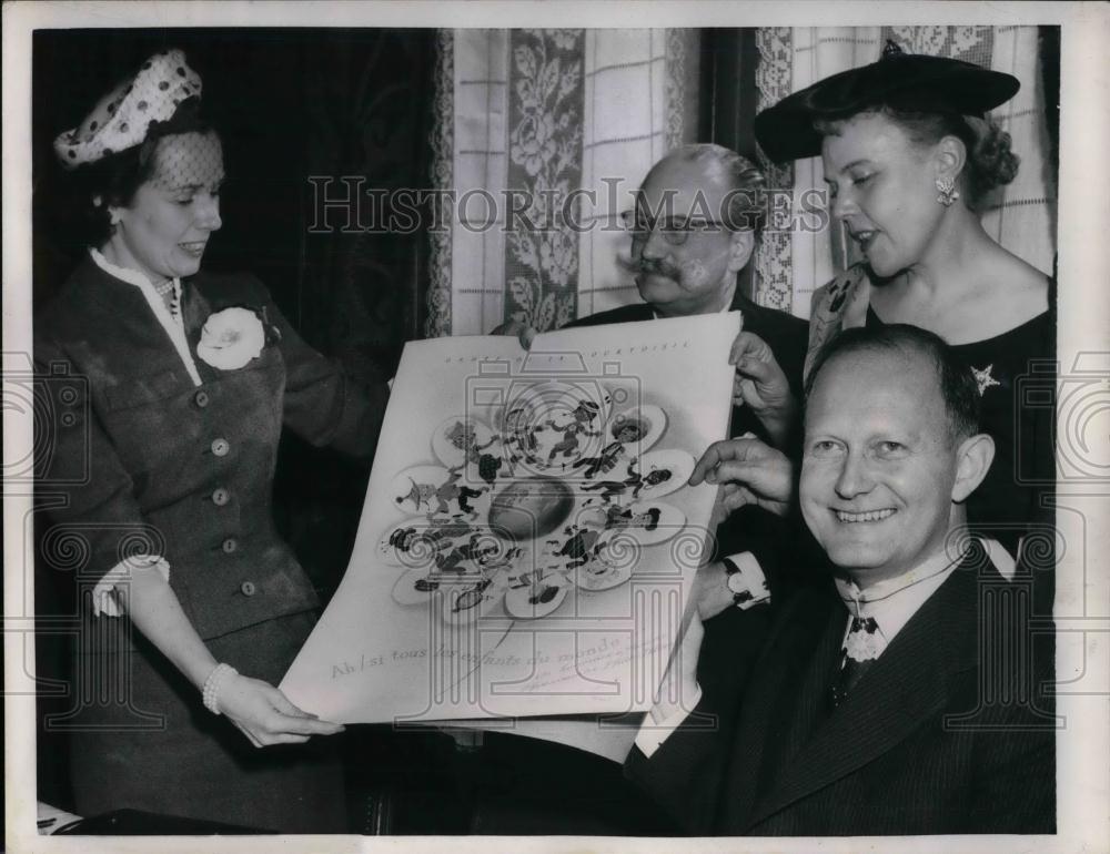 1956 Press Photo US Amb to France C. Douglas Dillon & a gift - nea24803 - Historic Images