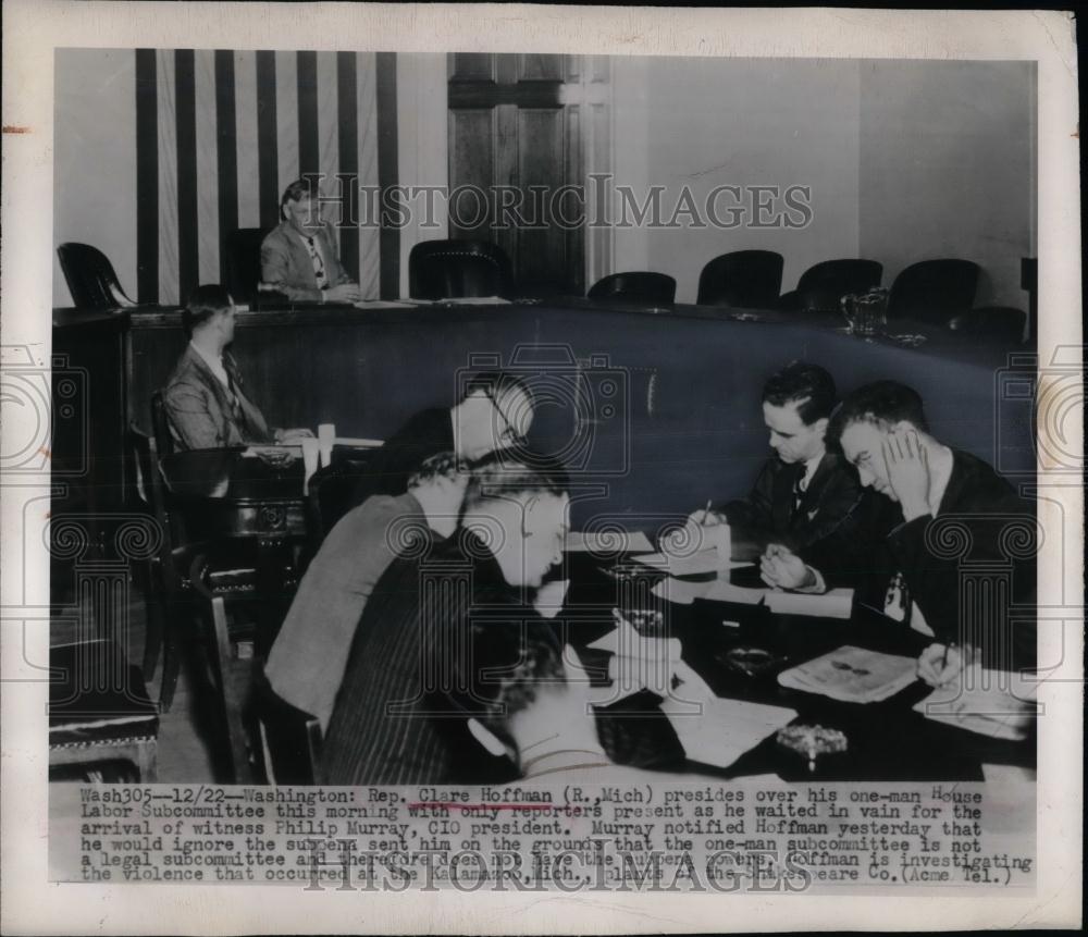 1948 Press Photo Rep.Clare Hoffman of Mich. presides over House Labor Committee. - Historic Images