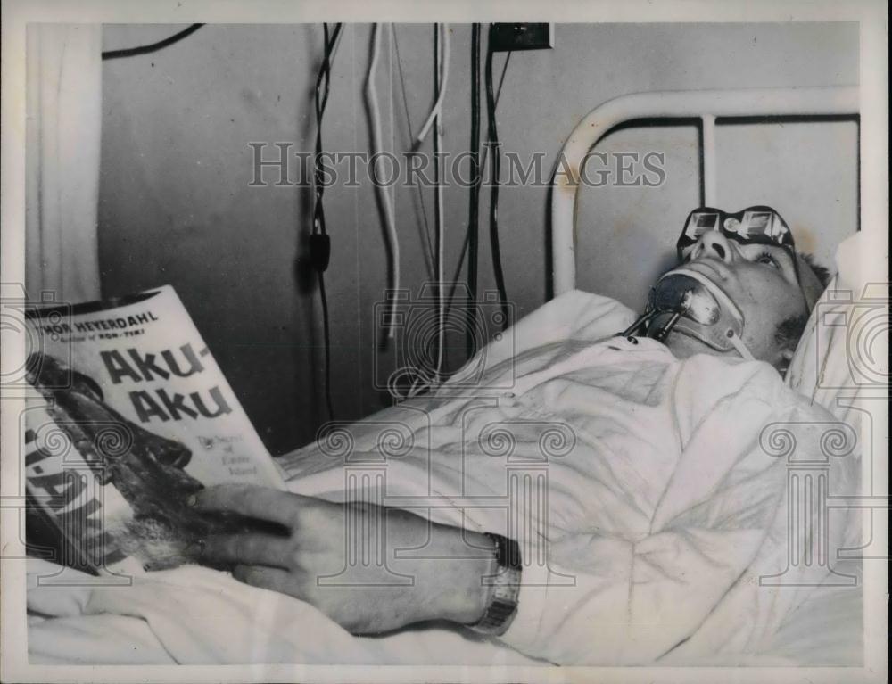 1959 Press Photo Patient Roland Volker at Veterans Hospital in Minneapolis - Historic Images