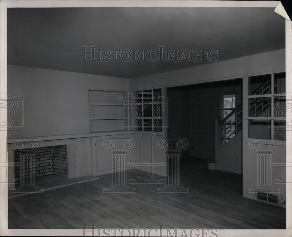 1953 Press Photo Travertine Marble Fireplace - nea22903 - Historic Images
