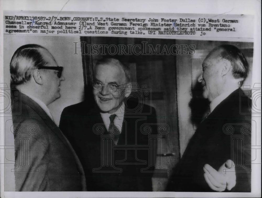 1959 Press Photo German Foreign Minister Heinrich Von Brentano with US State Sec - Historic Images