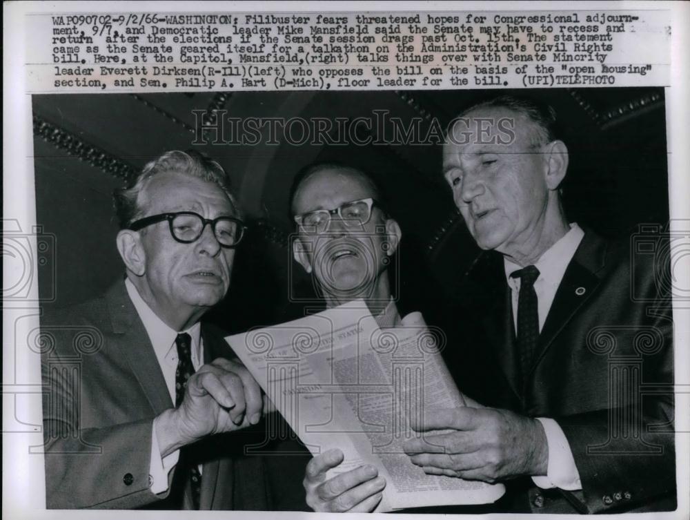 1966 Press Photo Senators Mike Mansfield, Everett Dirkson, and Philip Hart - Historic Images