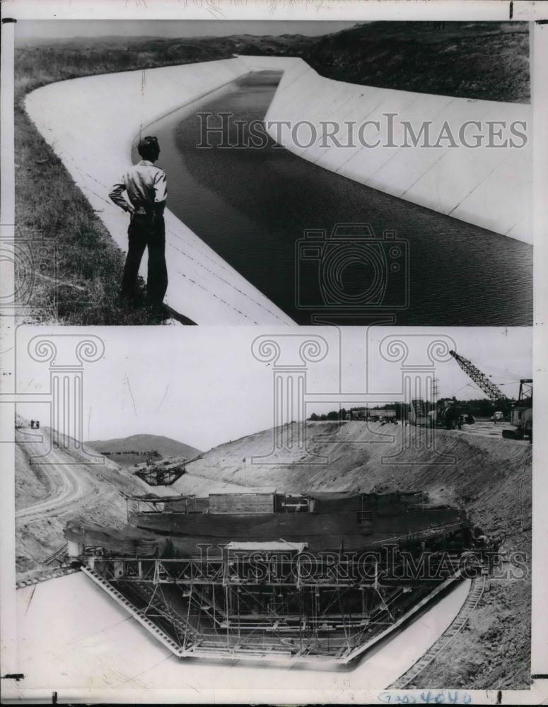 1951 Press Photo Friant-Kern Canal Central Valley Project near Bakersfield - Historic Images