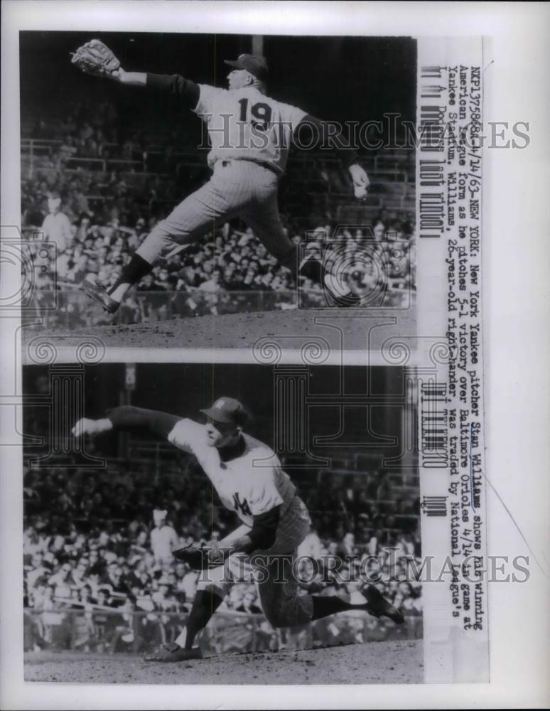 1963 Press Photo New York Yankees Pitcher Stan Williams Against Orioles - Historic Images
