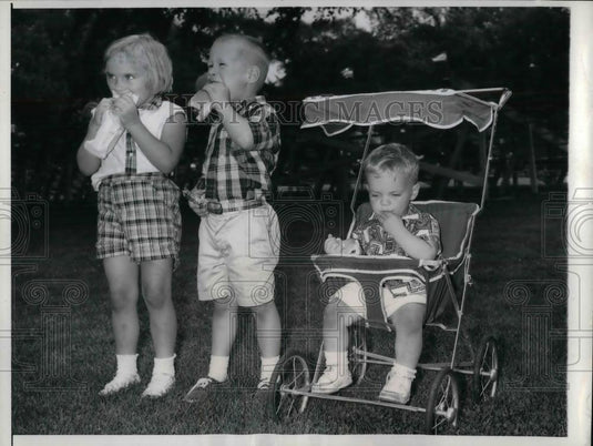 1958 Press Photo River Forest, Ill. Penny, James & Bobby James - nea25413 - Historic Images