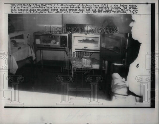 1957 Press Photo Quadruplets Girls Born to Mrs Peter Meier - nea27466 - Historic Images