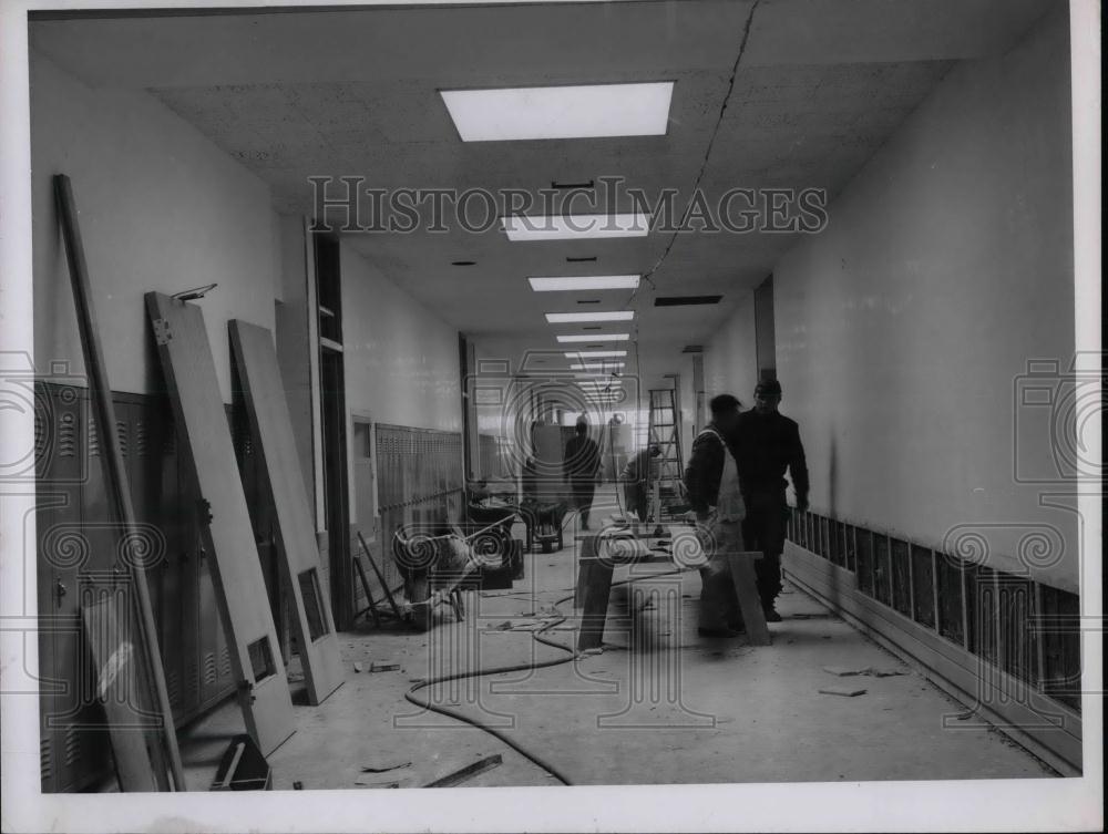 1957 Press Photo Byron Junior High School 1st Floor Hallway - nea22894 - Historic Images