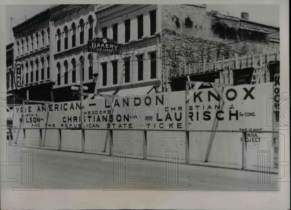 1935 Press Photo Republican Sign Causes Uproar in Minnesota Town - nea22790 - Historic Images