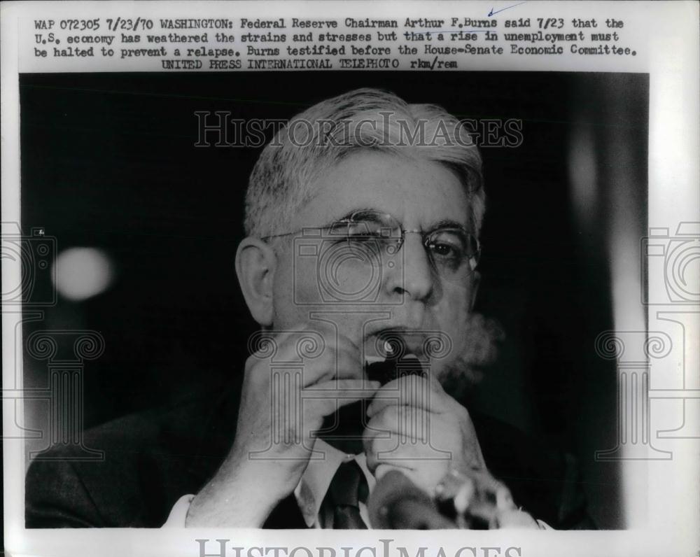 1930 Press Photo Fed Reserve Chairman Arthur F. Burns US economy Washington - Historic Images