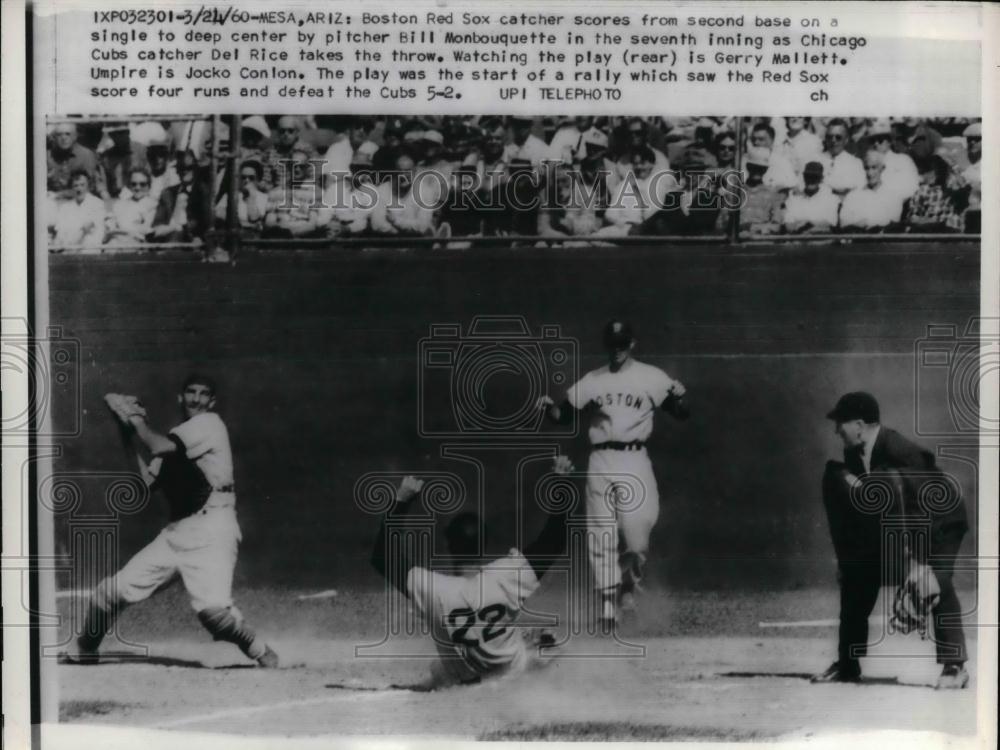 1960 Press Photo Boston Red Sox Bill Monbouquette Chicago Cubs Del Rice Gerry - Historic Images