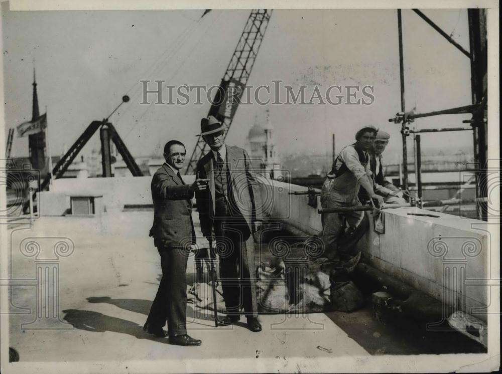 1929 Press Photo Millionaire Irving T. Bush Watching Idea Near Completion - Historic Images