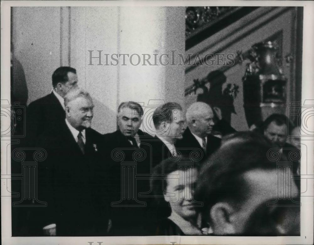 1955 Press Photo USSR Premier Nikolai Bulganin at Kremlin&#39;s most festive ball. - Historic Images