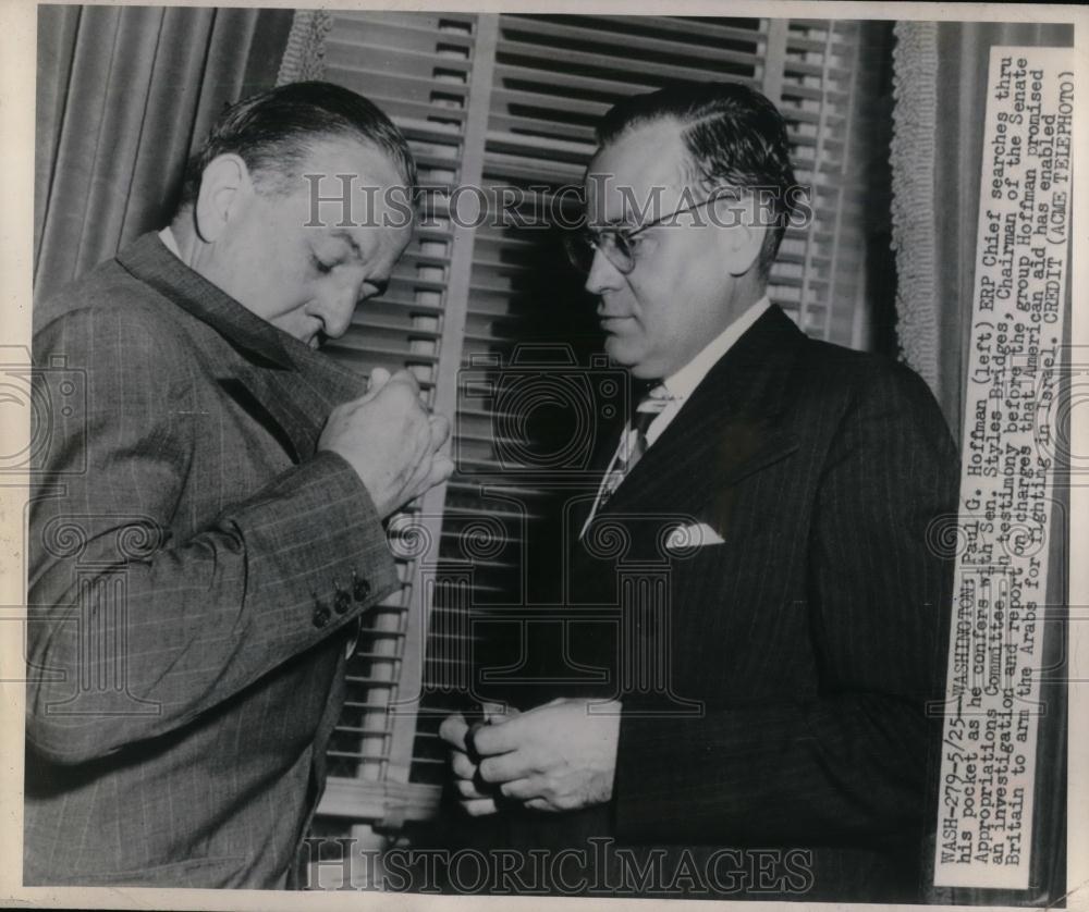 1948 Press Photo Paul G. Hoffman, Senator Styles Bridges - nea25072 - Historic Images
