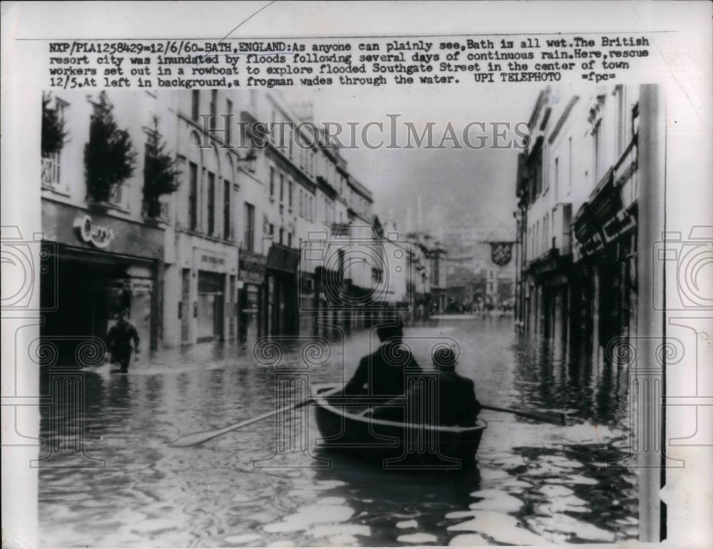 1960 Press Photo Bath England British Resort City Flooded - nea27347 - Historic Images