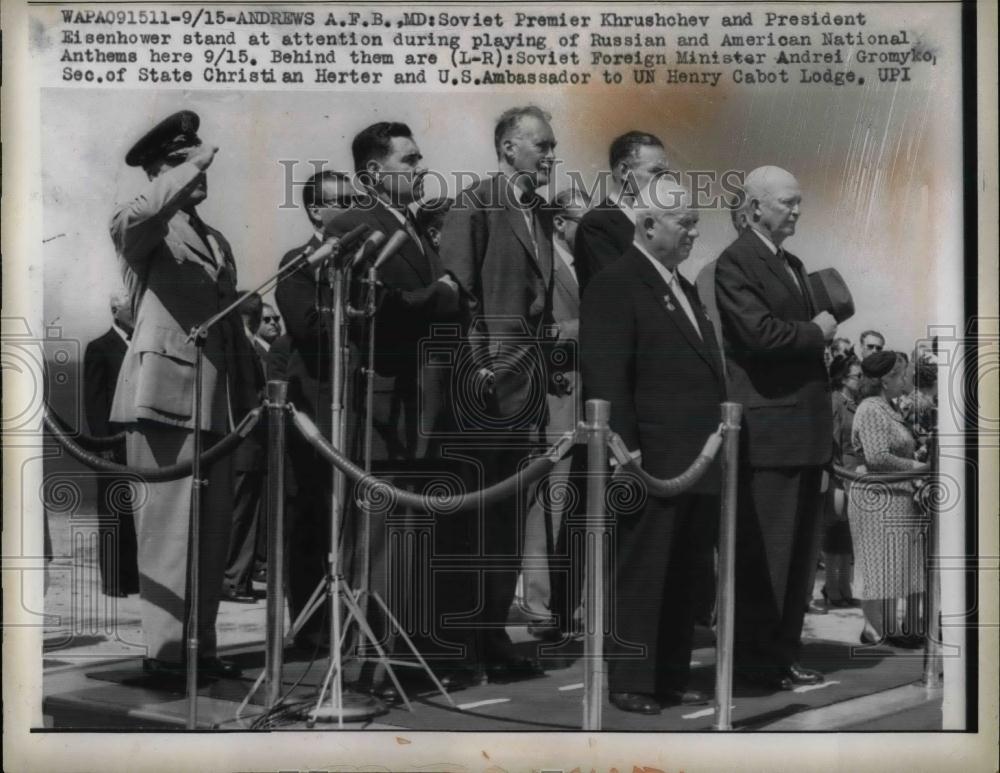 1959 Press Photo Soviet Premier Khrushchev, President Eisenhower, Andrews AFB - Historic Images