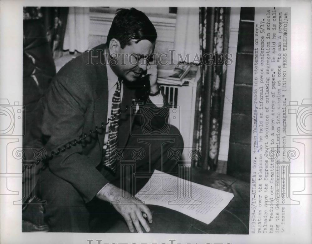 1954 Press Photo Governor Herman Talmadge - nea26668 - Historic Images
