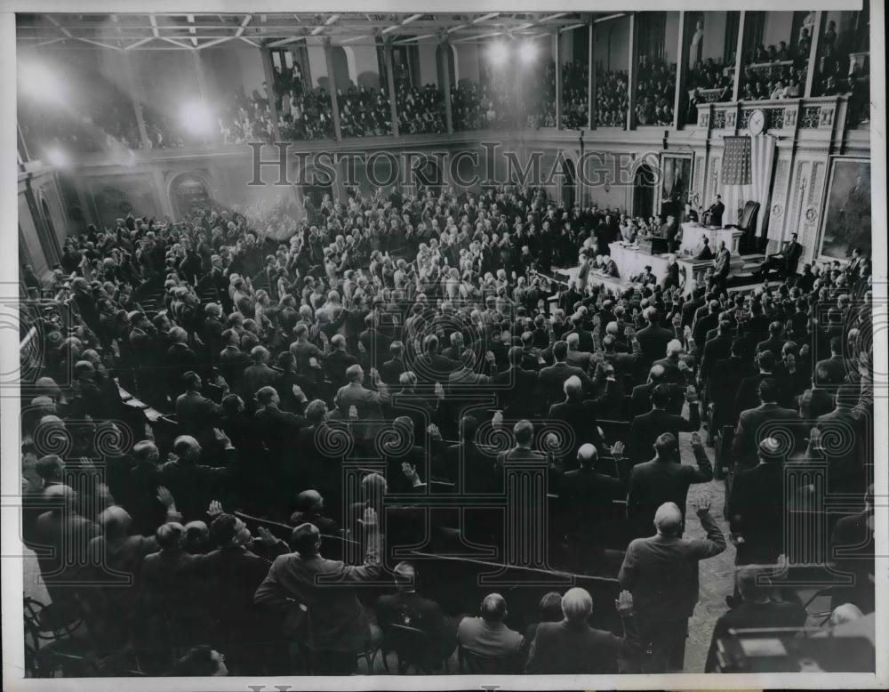 1947 Press Photo General View Of House Floor With Speaker Joseph Martin Jr. - Historic Images