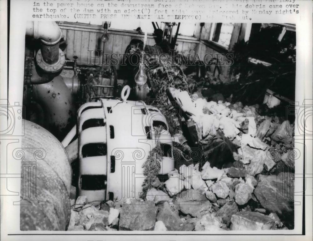 1959 Press Photo Debris from Hegben Dam earthquake - nea26915 - Historic Images