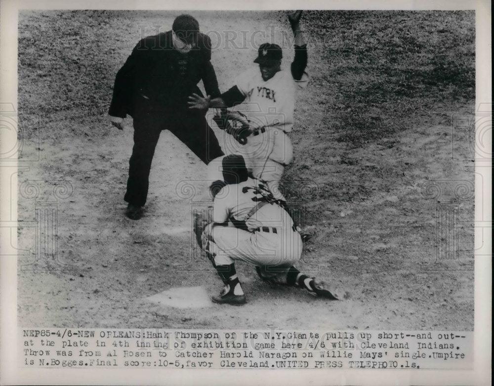 1954 Press Photo Hank Thompson of New York Giants, Harold Naragon of Indians - Historic Images