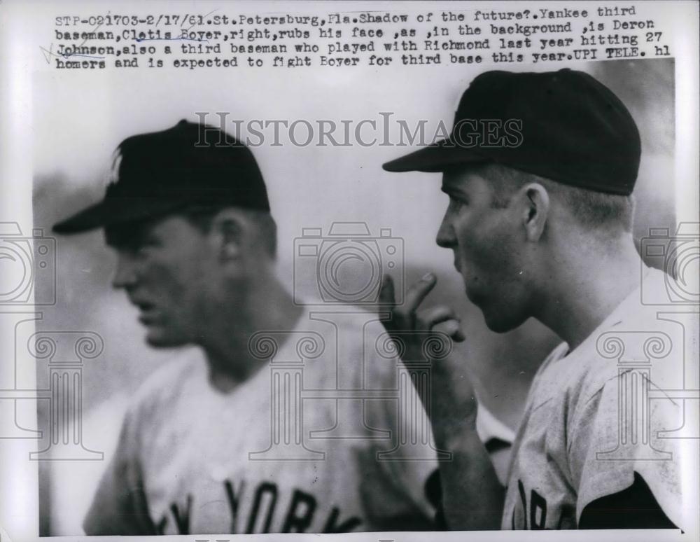 1961 Press Photo Yankees Cletis Boyer Deron Johnson - nea20916 - Historic Images
