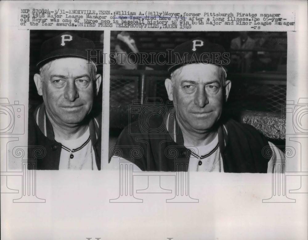 1948 Press Photo William A. Meyer Pittsburgh Pirates Death - nea20591 - Historic Images