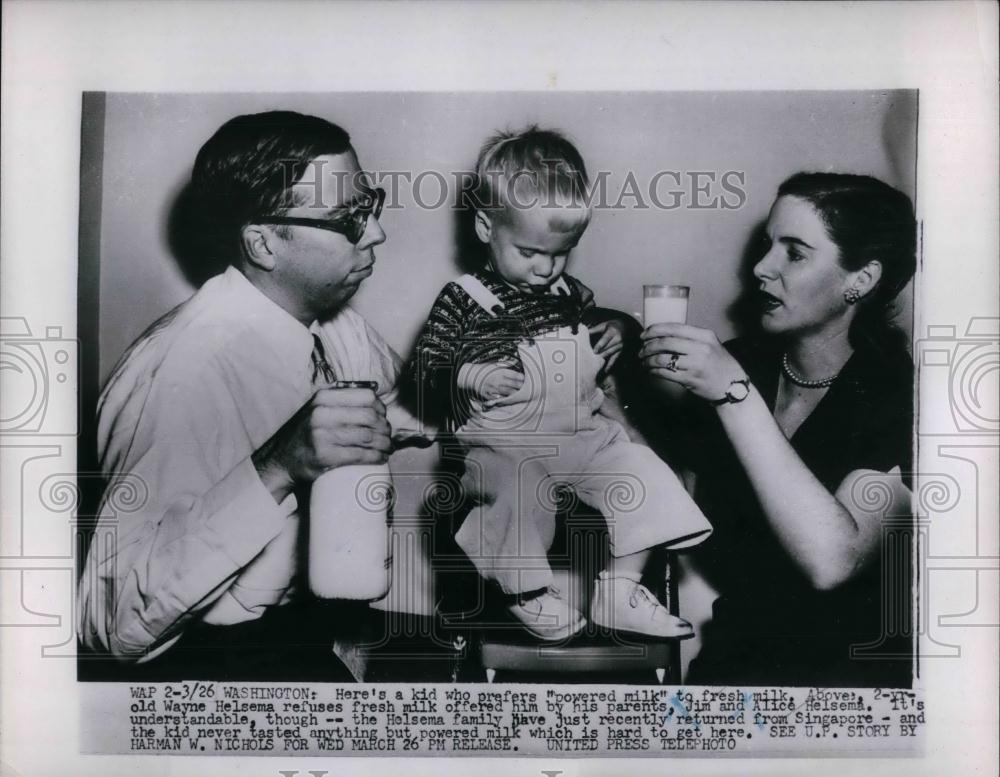 1962 Press Photo Kid Prefers Powder Milk to Fresh Milk - nea24167 - Historic Images