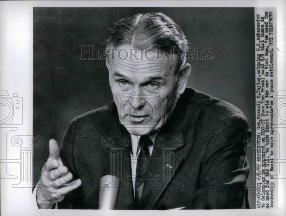 1965 Press Photo Gen. Maxwell D. Taylor on "Meet The Press" - nea26670 - Historic Images