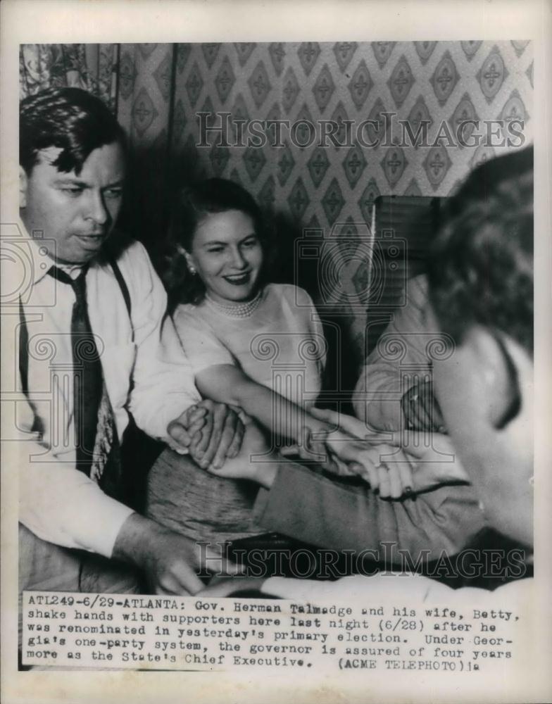 1950 Press Photo Ga. Gov. Herman Talmadge & his wife - nea26306 - Historic Images