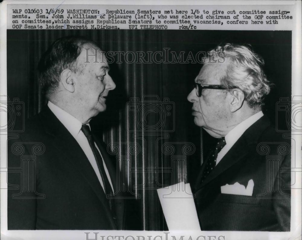 1969 Press Photo Sen. John Williams and GOP Senate Leader Everett Dirksen. - Historic Images