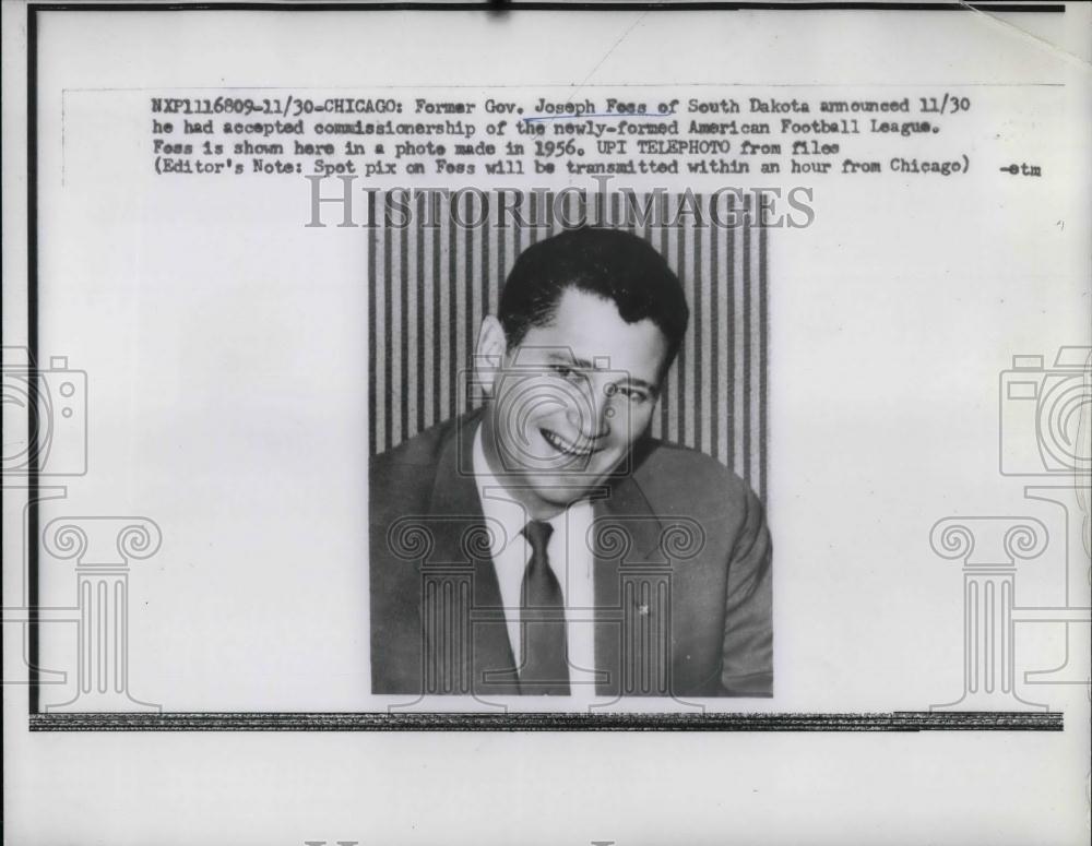 1959 Press Photo Former S.Dak Gov Joseph Fess, commissioner of AFL - nea14690 - Historic Images