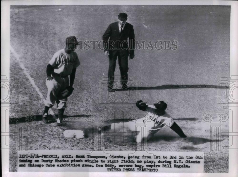 1956 Press Photo Giants Hank Thompson Against Cubs - nea24350 - Historic Images